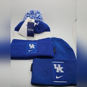 (2) New On Field Nike Blue White Beanies with UK Logo Wildcats